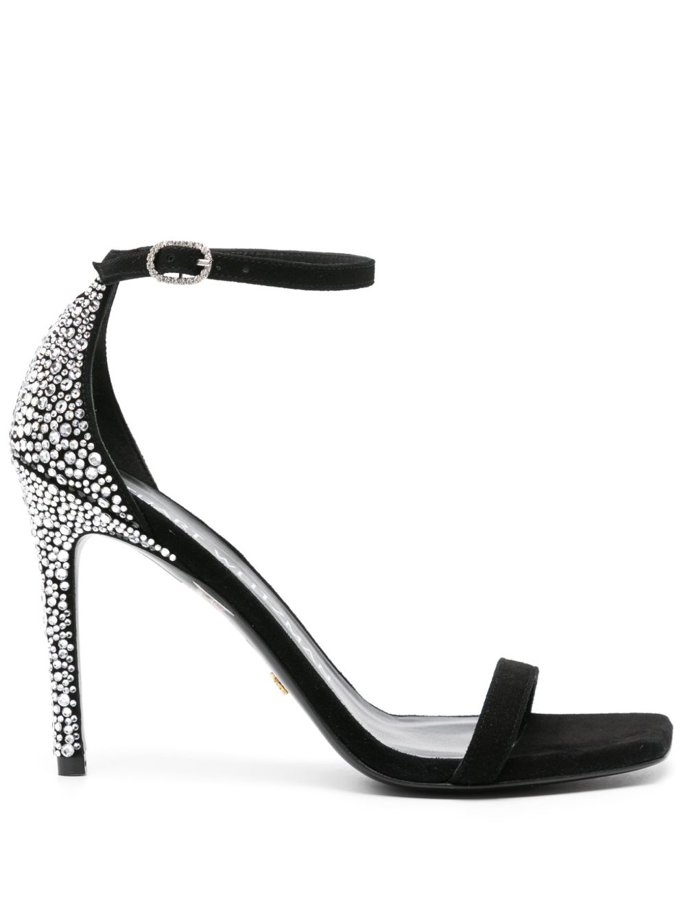 Stuart Weitzman Nudistcurve Royale 水钻缀饰高跟凉鞋 - 黑色