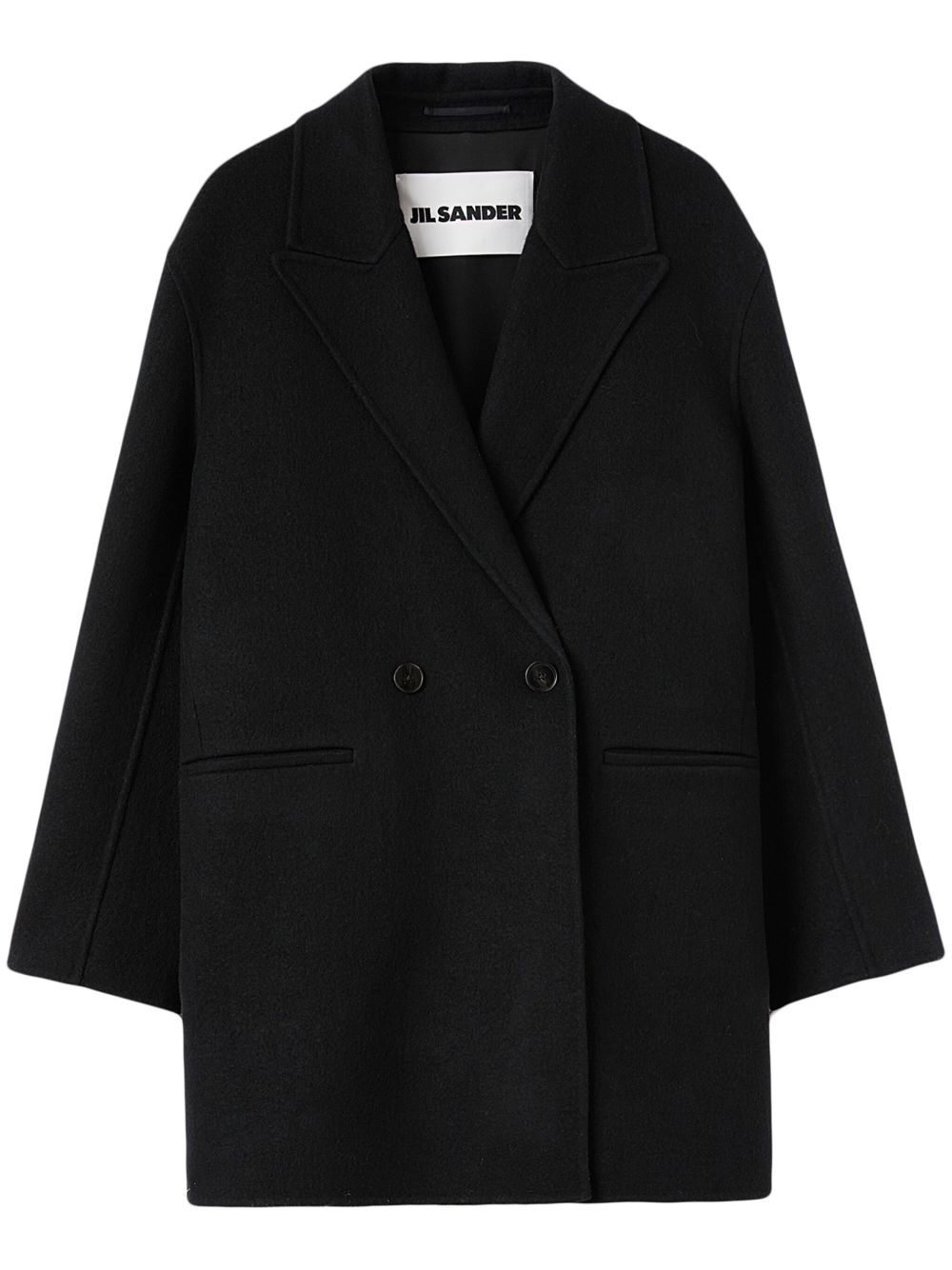 Jil Sander 双排扣初剪羊毛外套 - 黑色