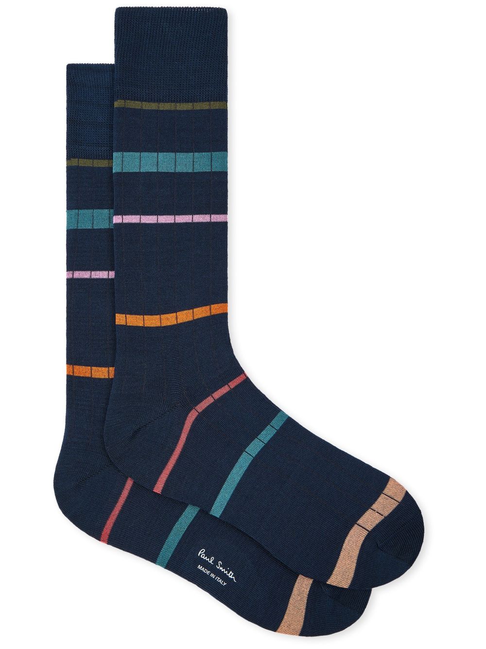 Paul Smith 条纹针织袜 - 蓝色