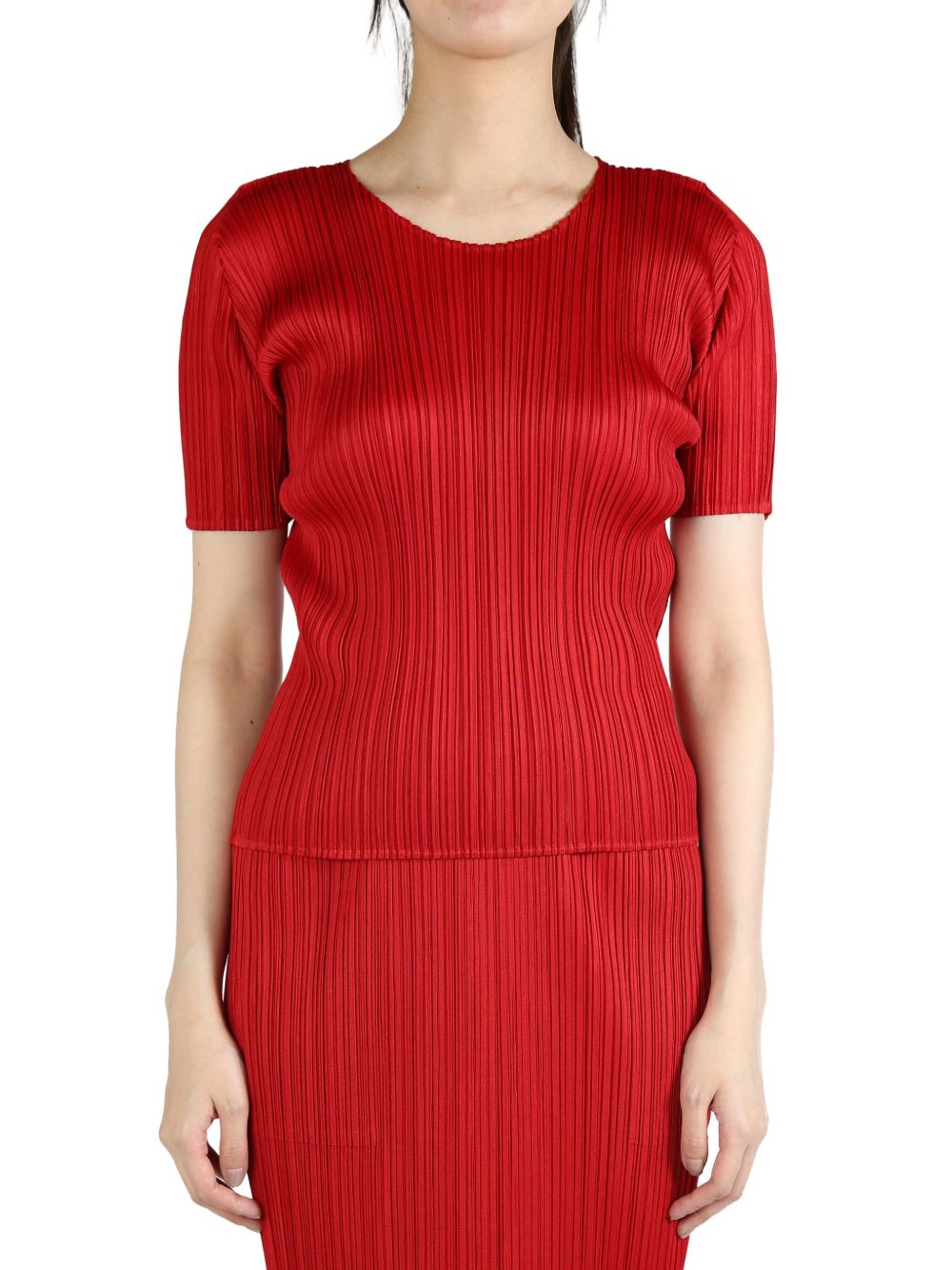 Pleats Please Issey Miyake plissé T-shirt - 红色