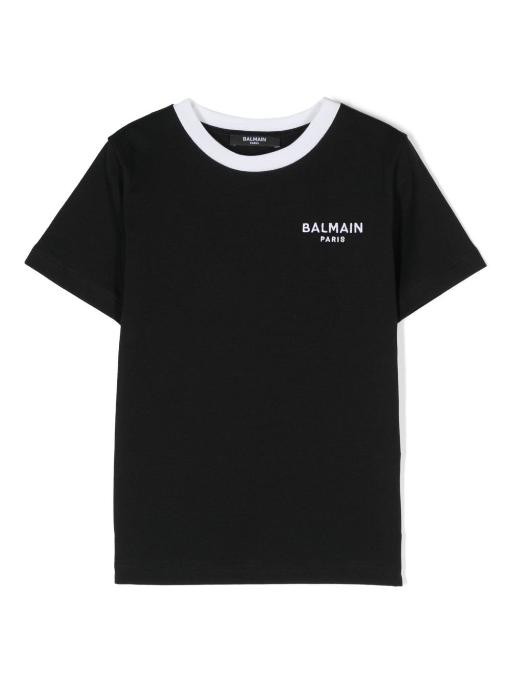 Balmain Kids logo刺绣棉T恤 - 黑色