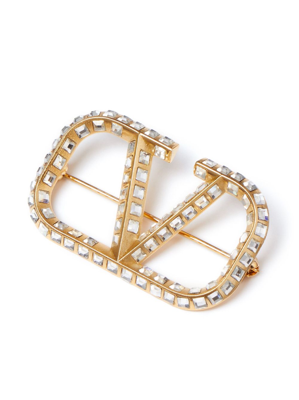 Valentino Garavani VLogo Signature 晶饰胸针 - 金色