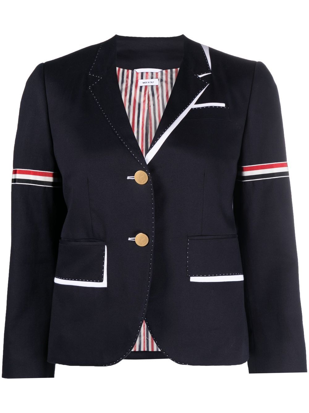 Thom Browne 红白蓝条纹单排扣西装夹克 - 蓝色