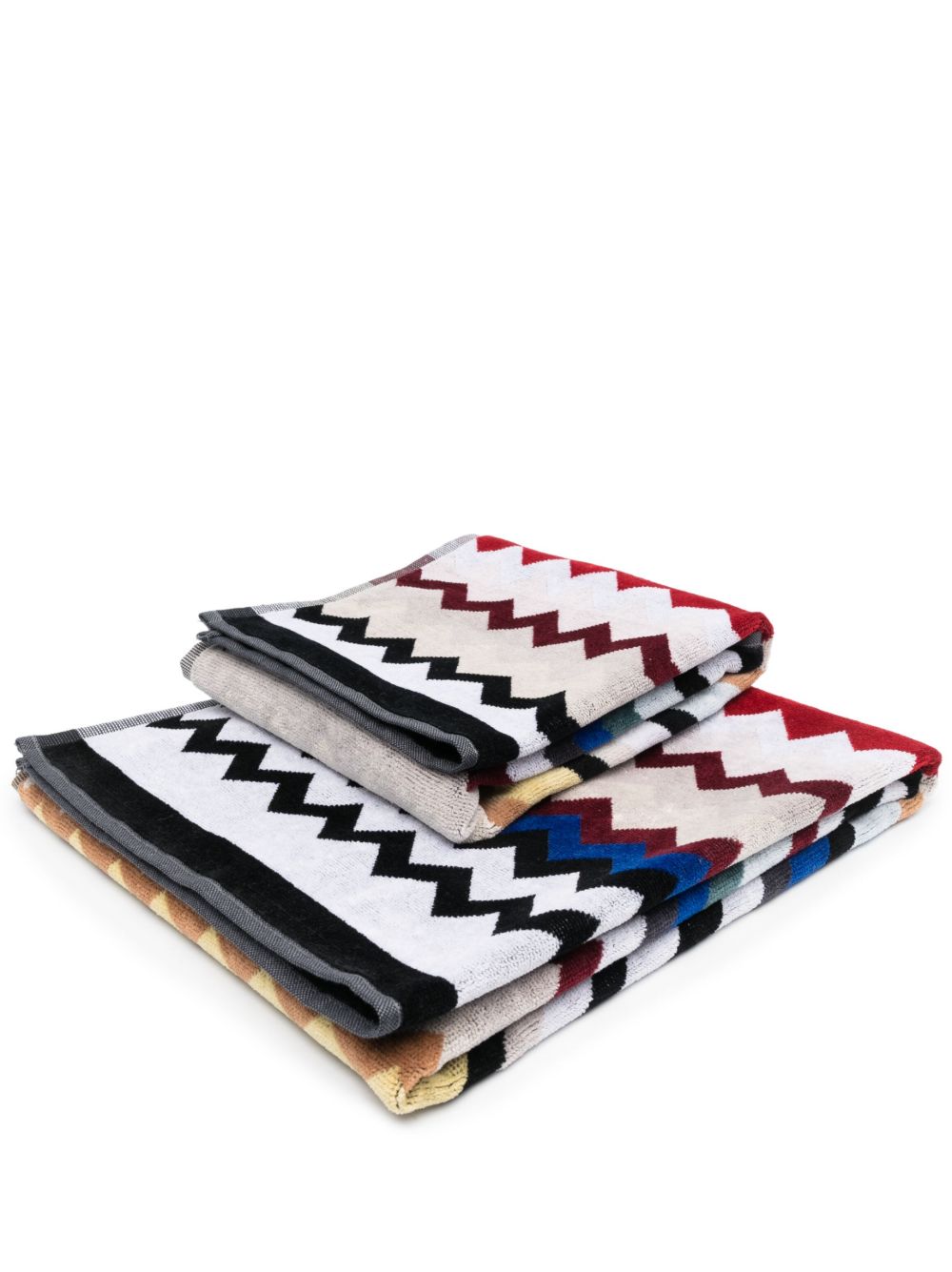Missoni Home Z字形图案棉浴巾 - 黑色