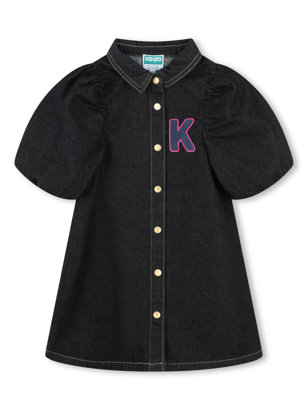 Kenzo Kids 老虎刺绣连衣裙 - 蓝色