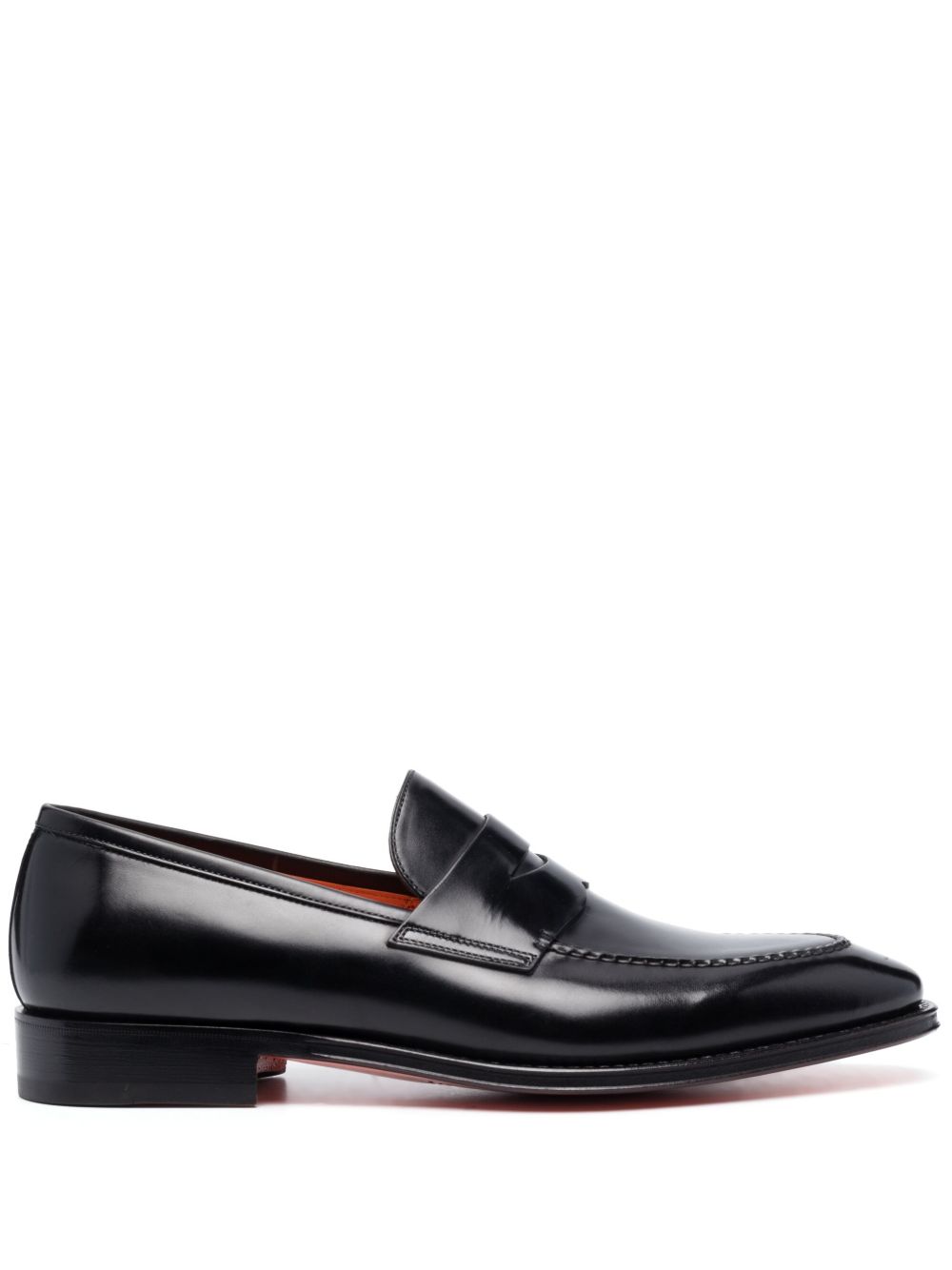 Santoni 皮质经典乐福鞋 - 黑色