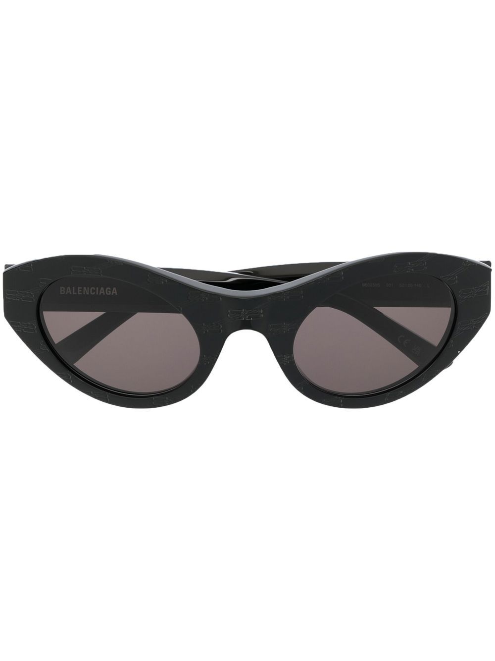 Balenciaga Eyewear logo压纹圆形镜框太阳眼镜 - 黑色