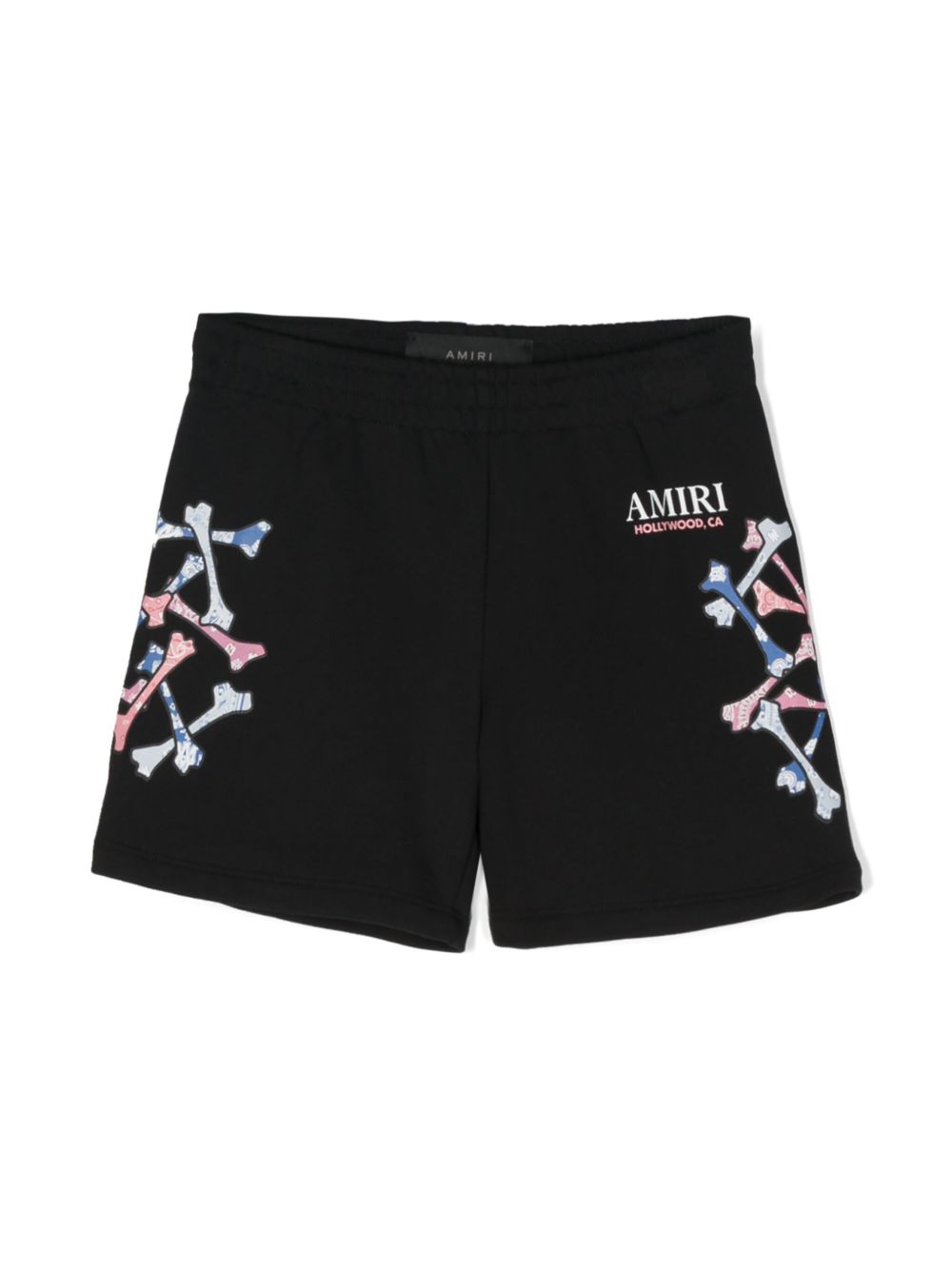 AMIRI KIDS 骨头印花棉短裤 - 黑色