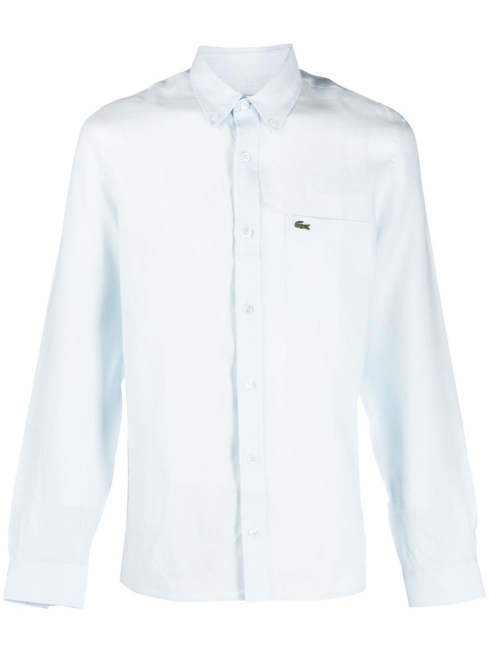 Lacoste logo刺绣排扣衬衫 - 蓝色
