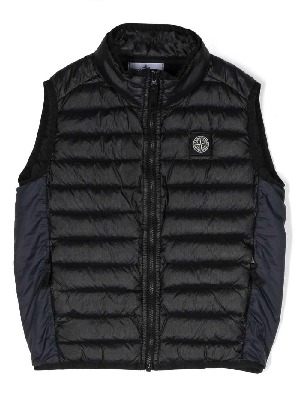 Stone Island Junior 标贴填充马甲 - 黑色