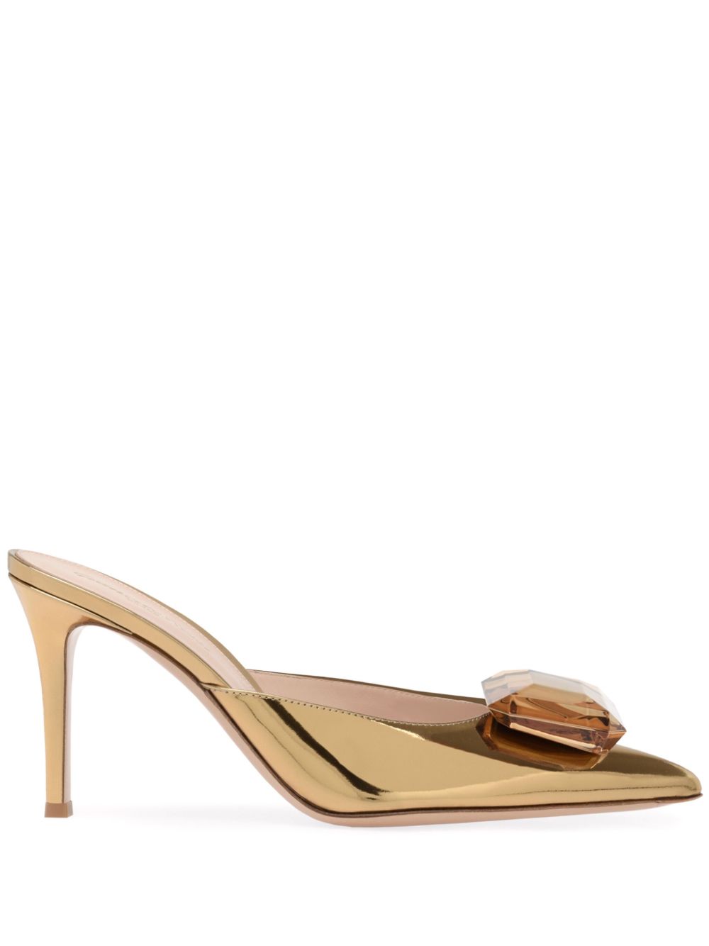 Gianvito Rossi Jaipur 高跟金属感穆勒鞋 - 金色