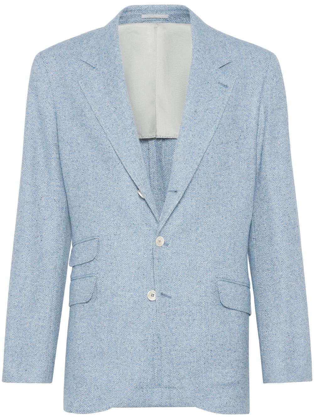 Brunello Cucinelli 人字斜纹针织西装夹克 - 蓝色