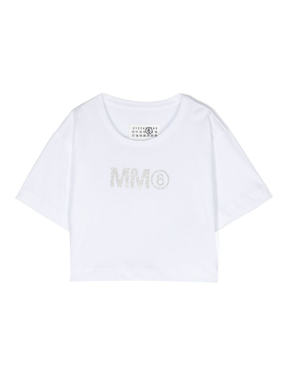 MM6 Maison Margiela Kids 亮片金葱logo棉T恤 - 白色