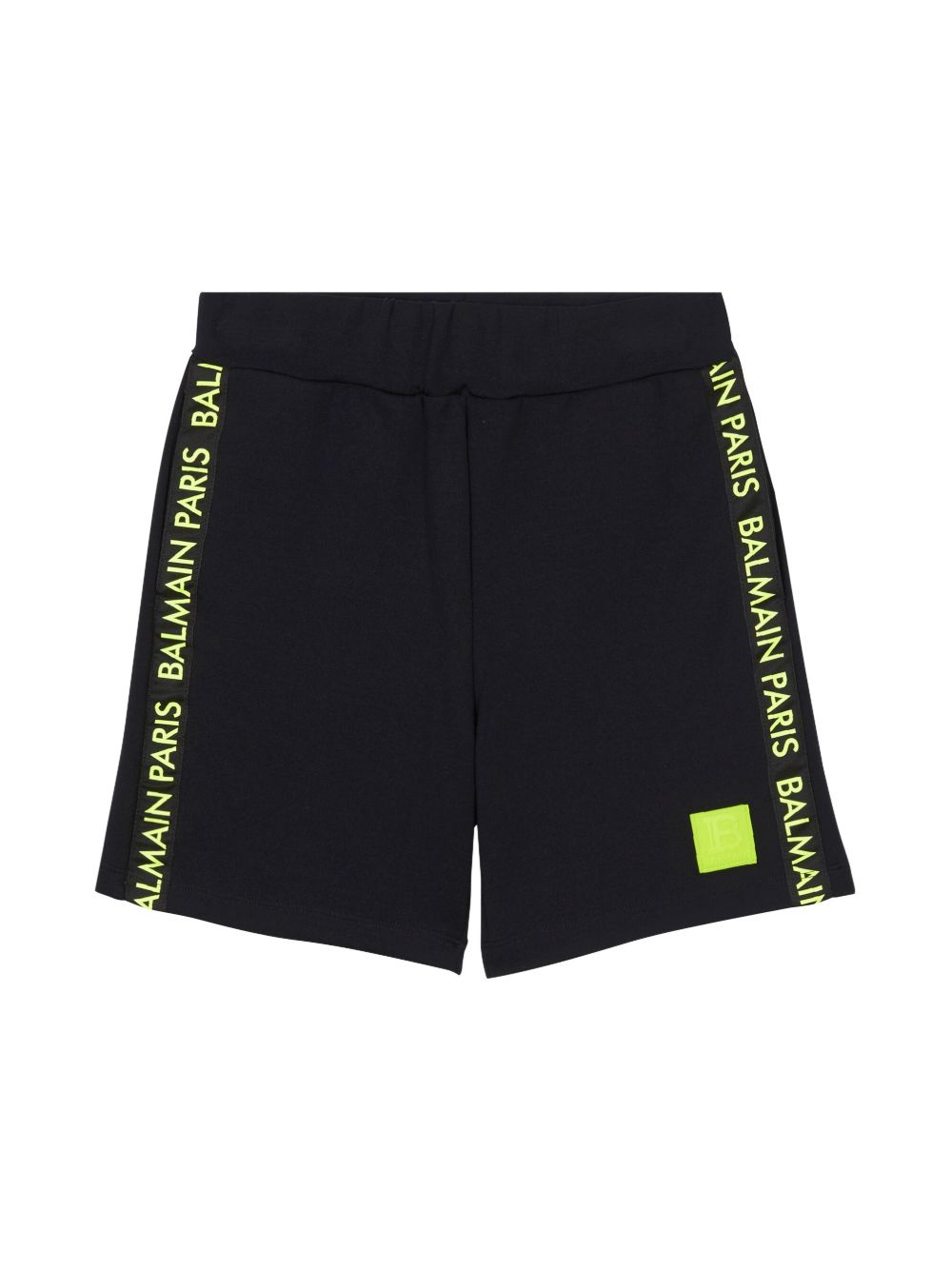 Balmain Kids logo贴花平纹针织短裤 - 黑色
