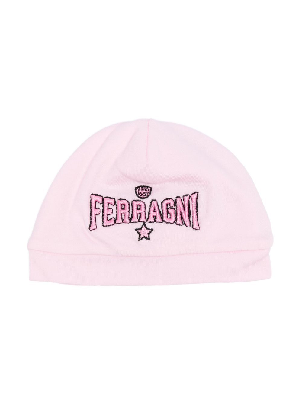Chiara Ferragni Kids logo刺绣套头帽 - 粉色