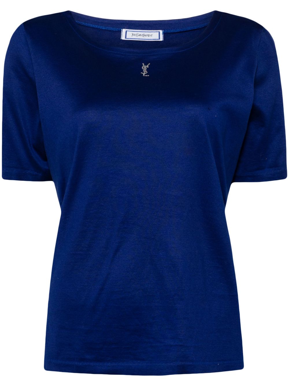 Saint Laurent Pre-Owned 水钻logo棉T恤 - 蓝色