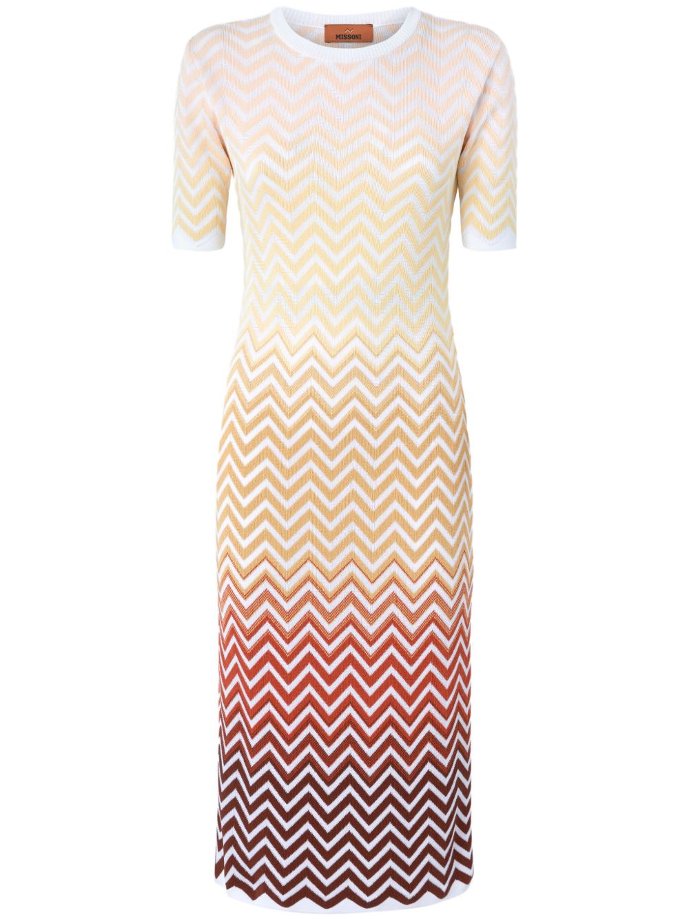 Missoni Z字形图案编织中长连衣裙 - 白色