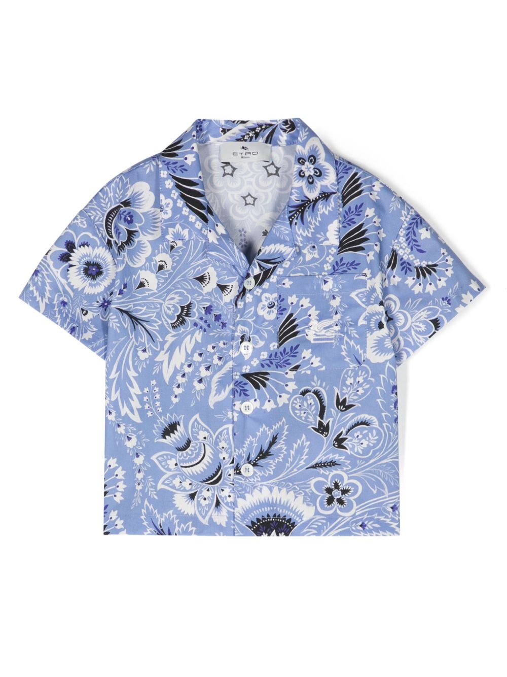 ETRO KIDS 花卉印花棉衬衫 - 蓝色