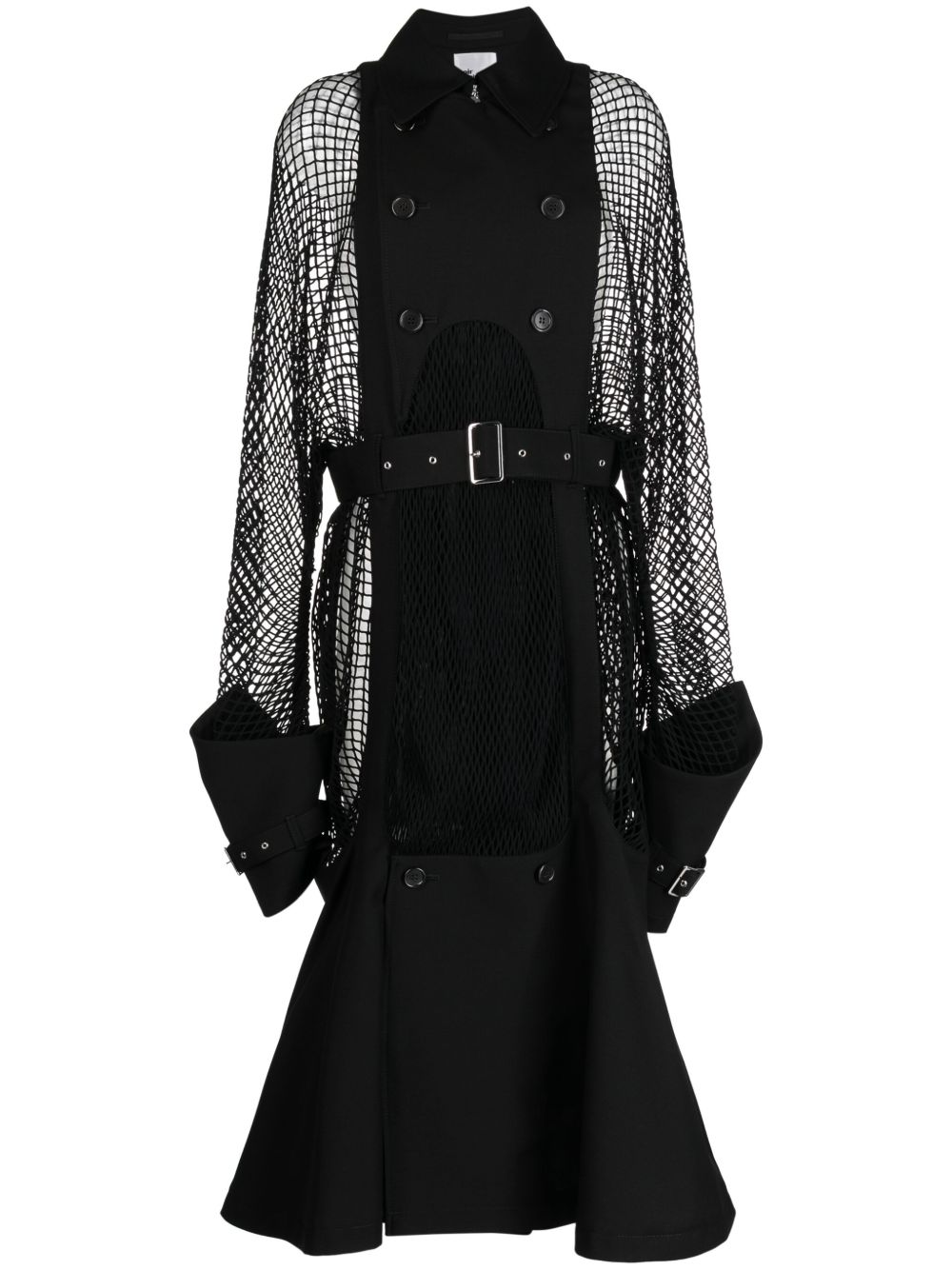 Noir Kei Ninomiya 双排扣束腰外套 - 黑色