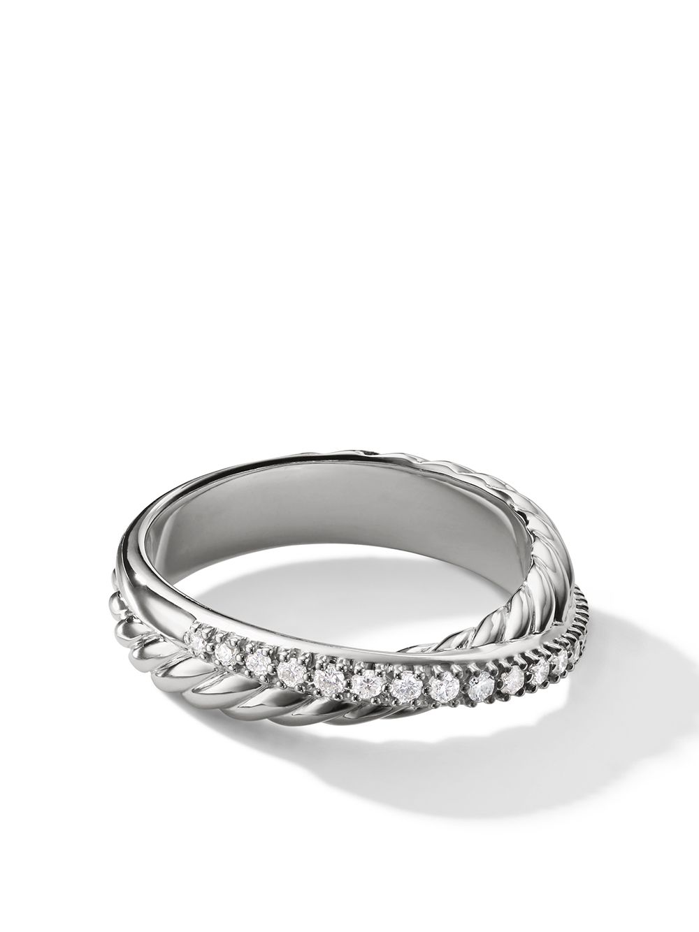David Yurman 纯银 Crossover 钻石戒指 - 银色