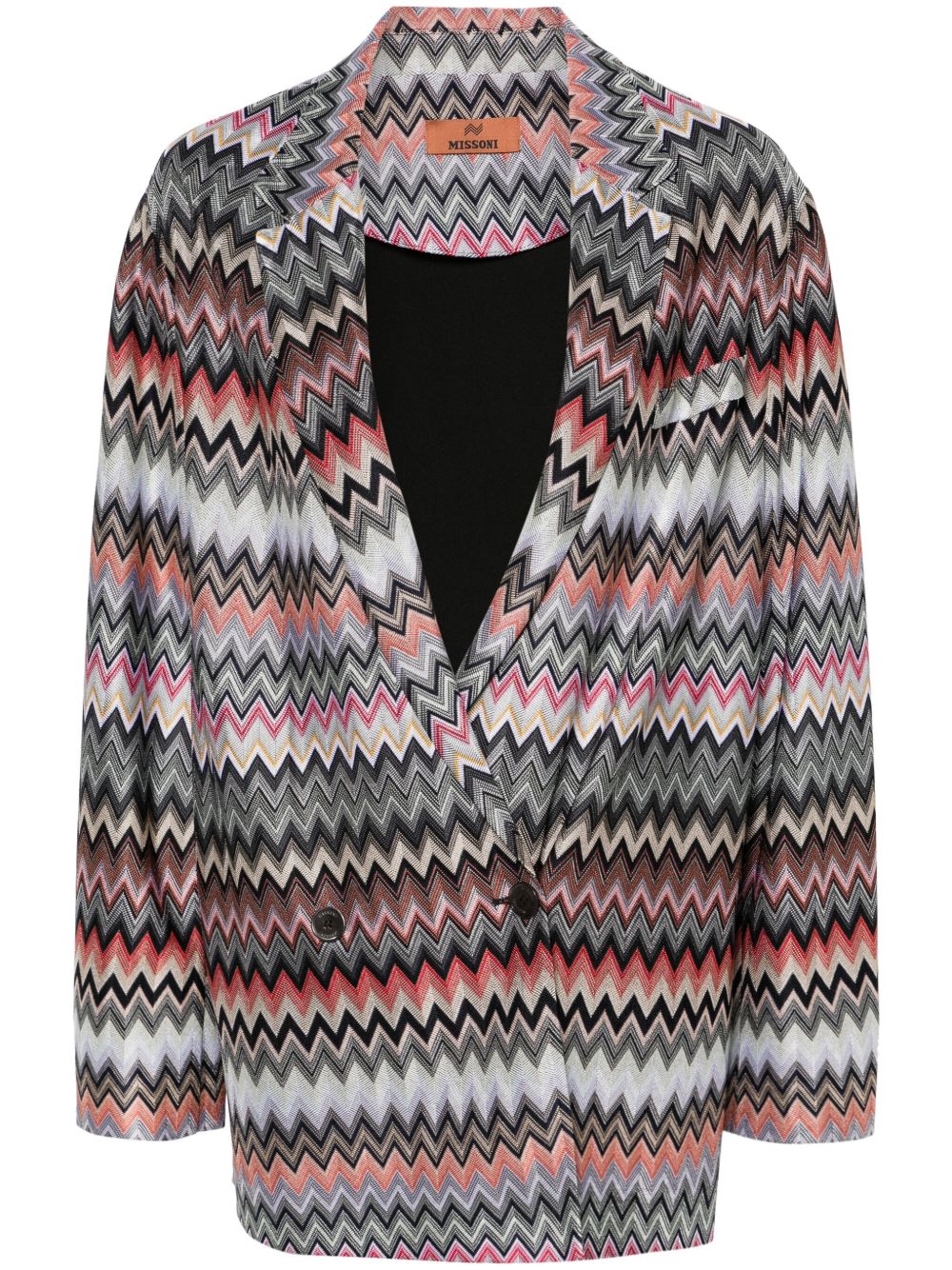 Missoni Z字形图案双排扣西装夹克 - 黑色