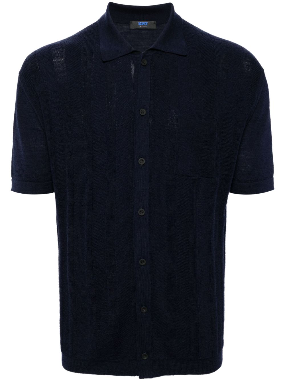 Kiton polo领排扣衬衫 - 蓝色