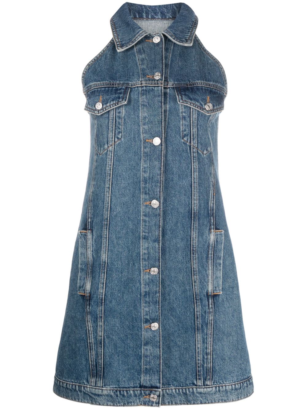 MOSCHINO JEANS 标贴牛仔迷你连衣裙 - 蓝色