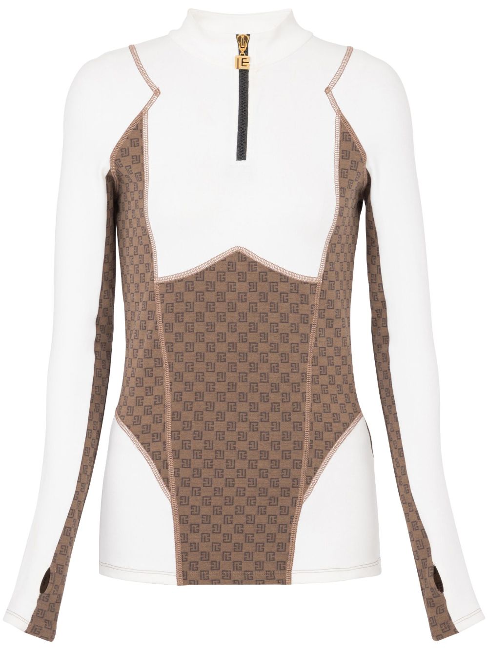 Balmain 经典logo提花针织上衣 - 褐色
