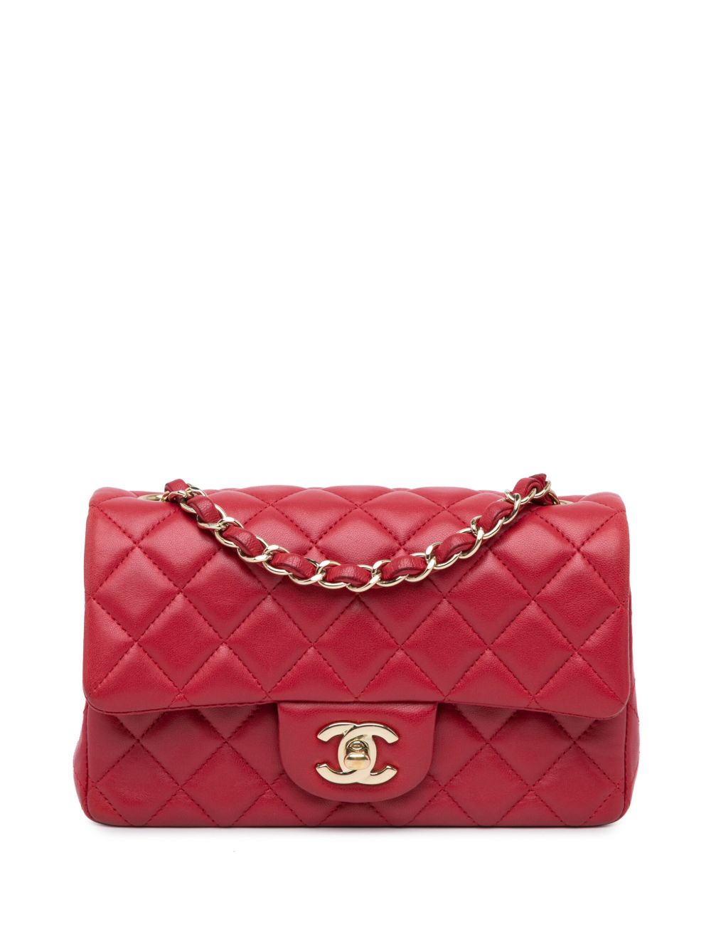 CHANEL Pre-Owned Mini Rectangular Classic Lambskin Single Flap 斜挎包（2016-2017年典藏款） - 粉色