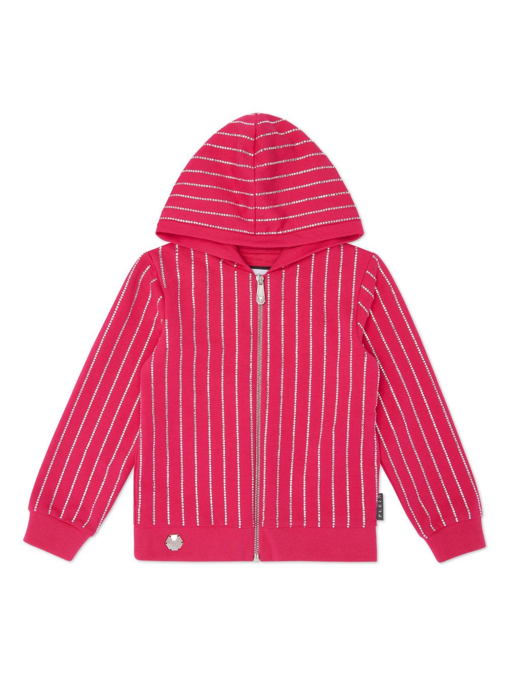 Philipp Plein Junior 晶饰拉链连帽衫 - 粉色