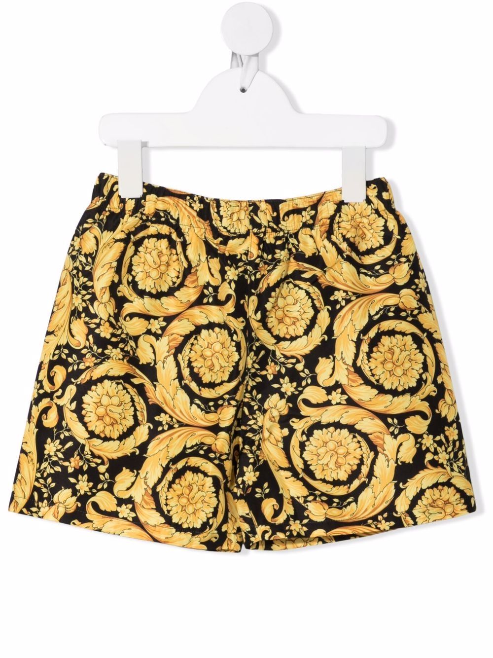 Versace Kids Barocco Kids 印花泳裤 - 黑色