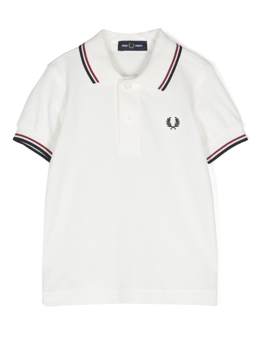 Fred Perry Kids logo刺绣polo衫 - 白色