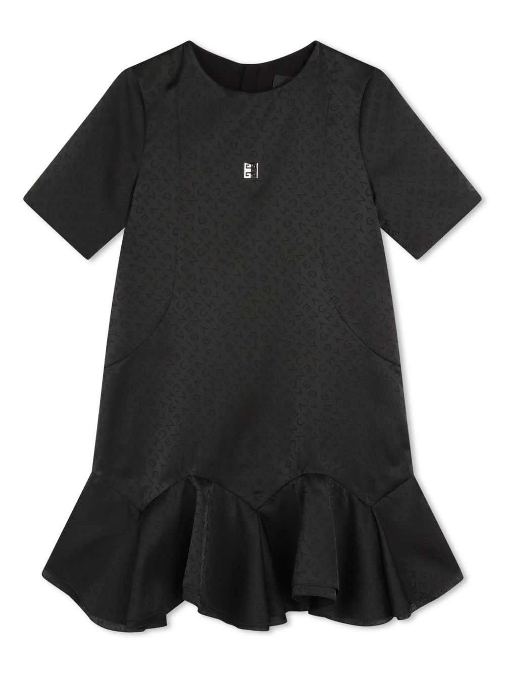 Givenchy Kids logo提花T恤式连衣裙 - 黑色