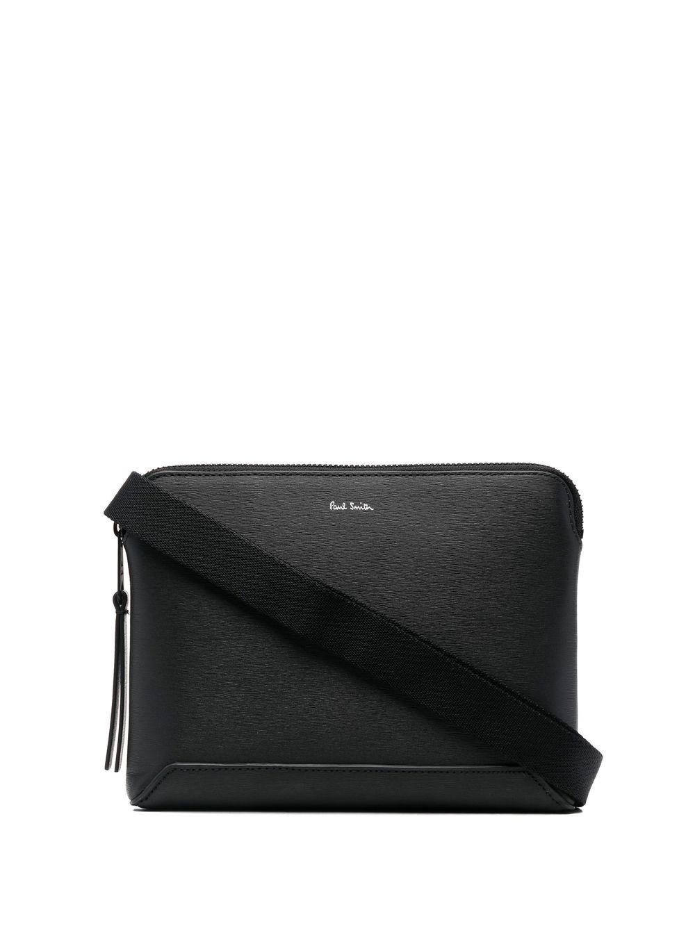 Paul Smith logo印花皮质邮差包 - 黑色