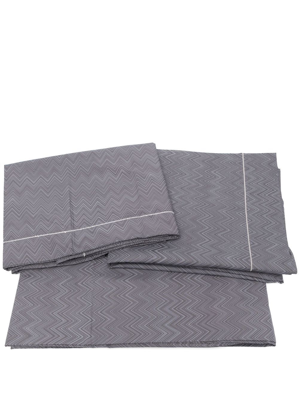 Missoni Home Jo Z字形图案编织寝具套装 - 灰色