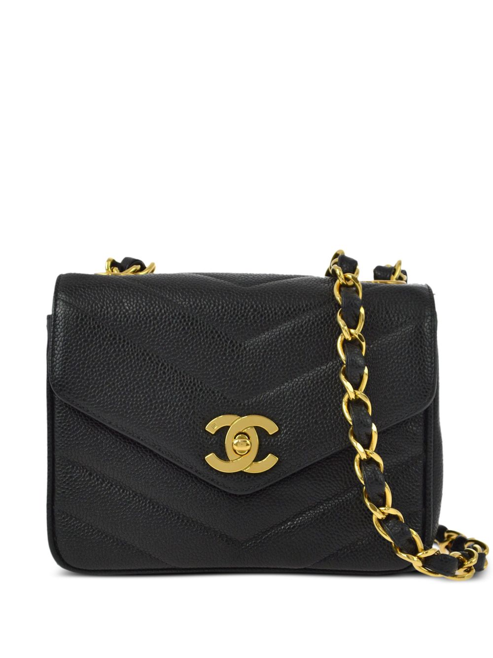 CHANEL Pre-Owned V-Stitch Square 单肩包（1995年典藏款） - 黑色