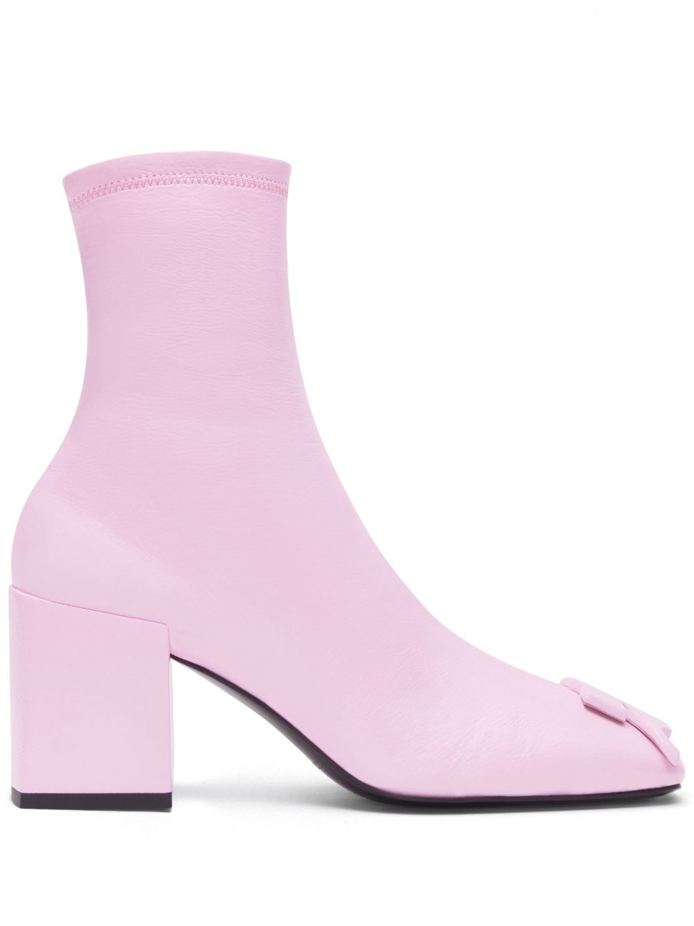 Courrèges logo标牌同色系漆光中跟靴 - 粉色