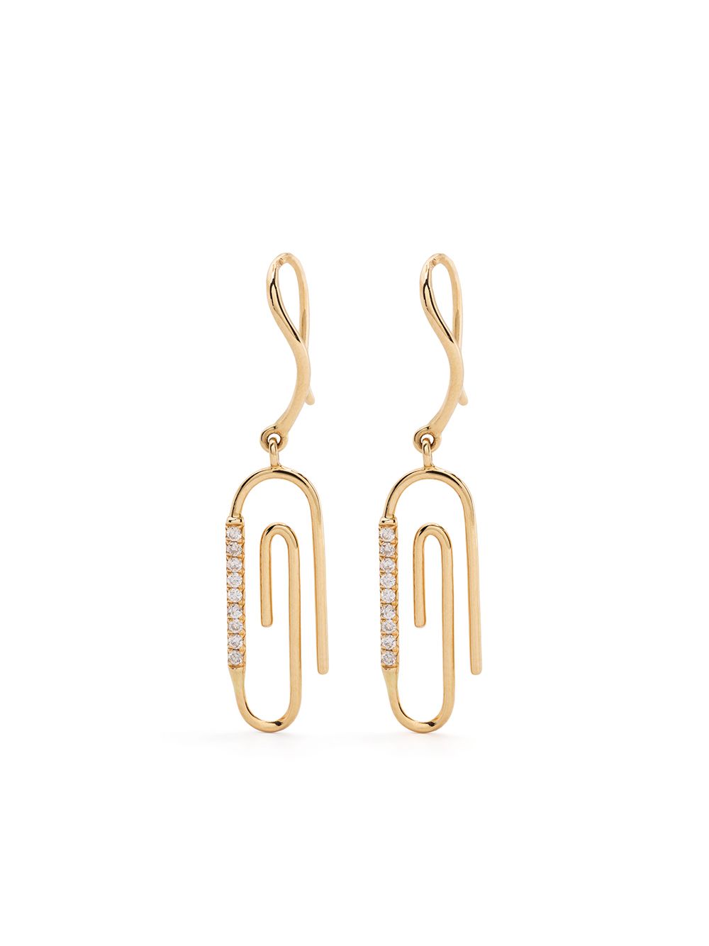 Aurelie Bidermann Paperclip 18K黄金钻石耳环 - 金色