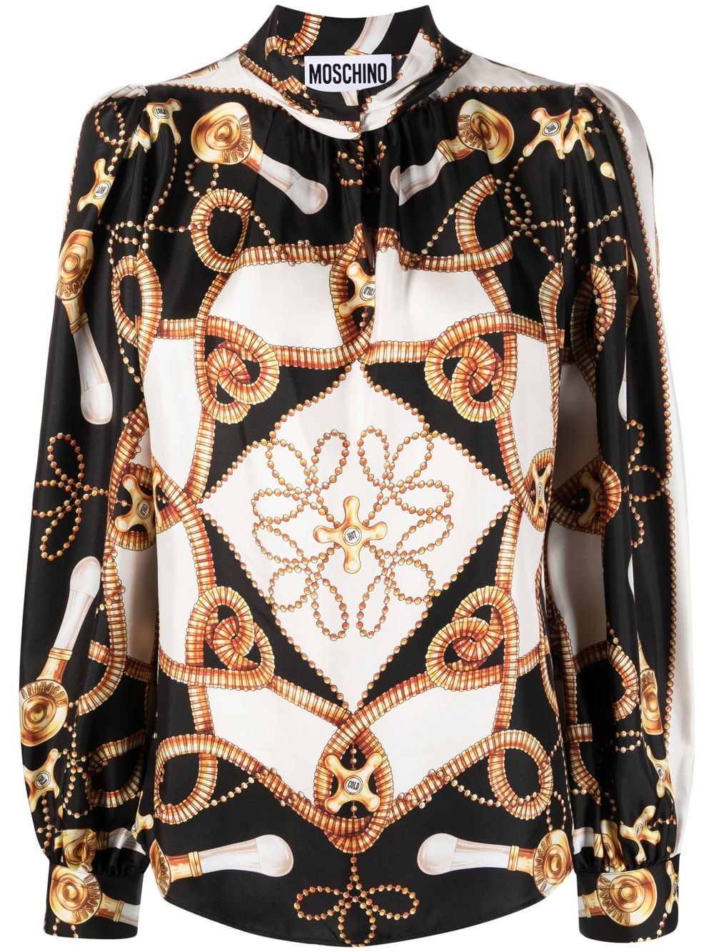 Moschino 莫斯奇诺 巴洛克图案印花真丝衬衫 - 黑色