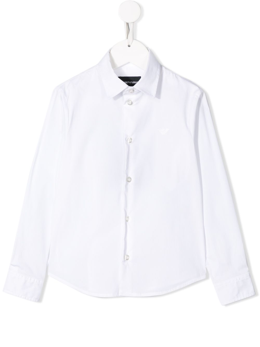 Emporio Armani Kids logo刺绣衬衫 - 白色