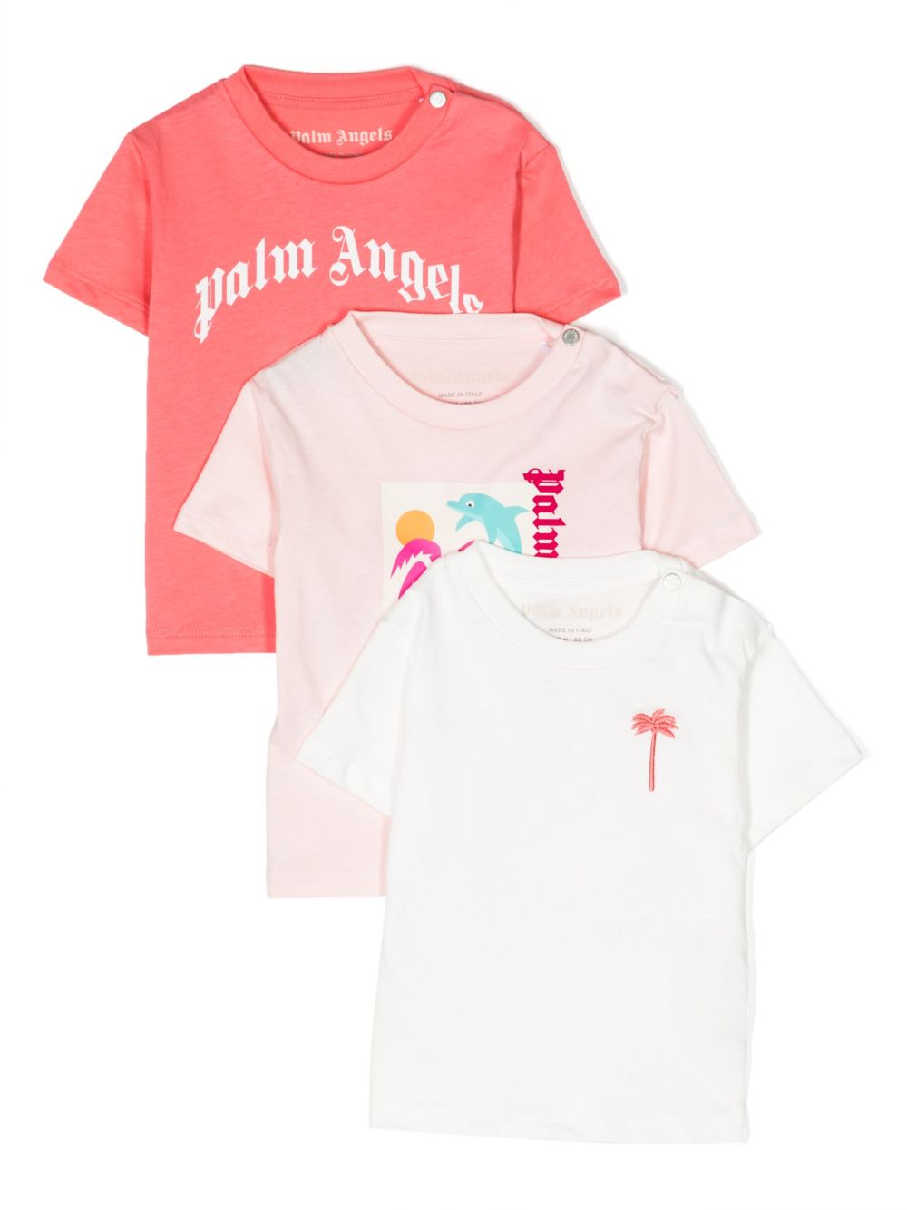 Palm Angels Kids logo印花棉T恤 - 白色