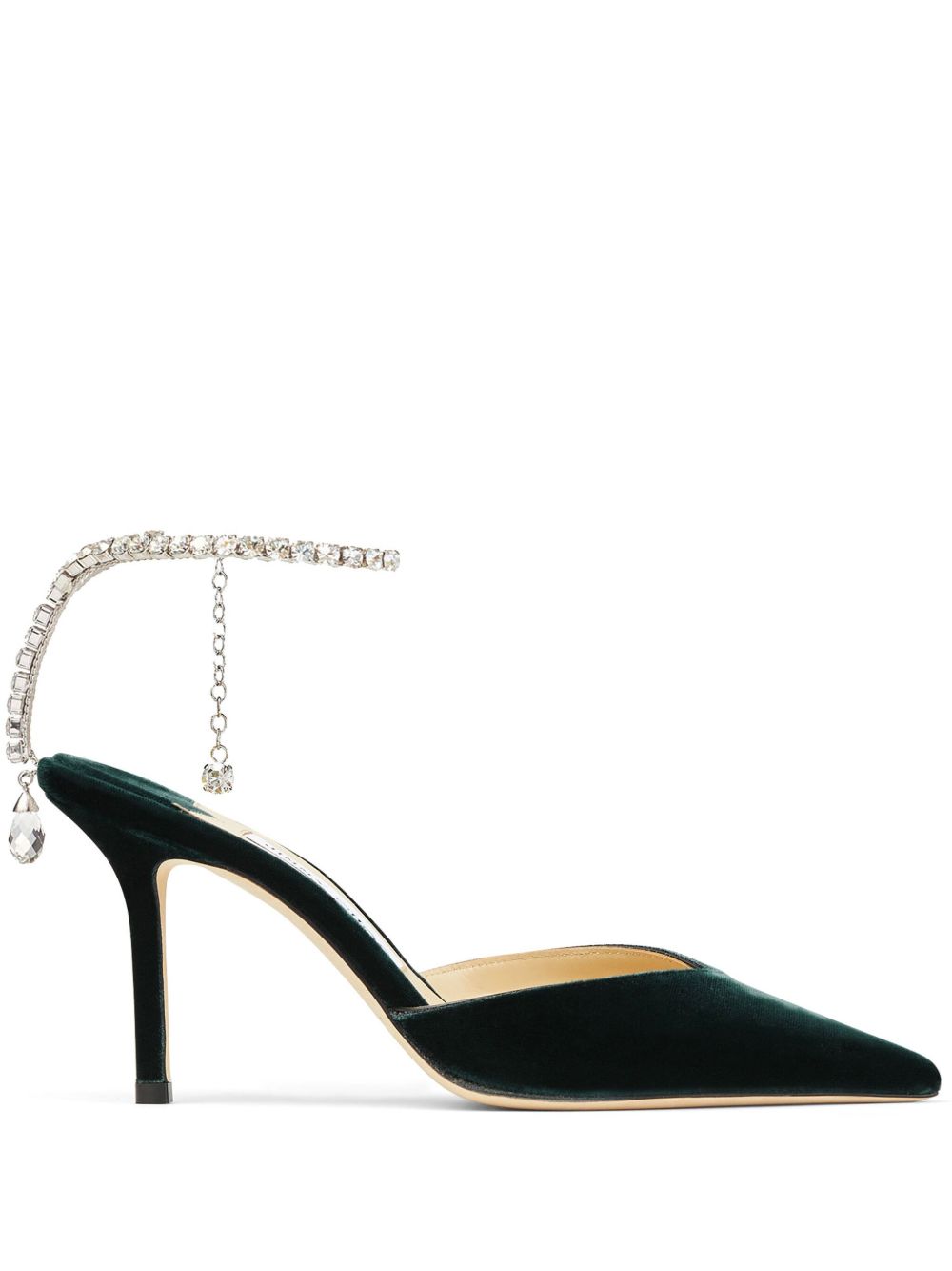 Jimmy Choo Saeda 晶饰高跟鞋 - 绿色