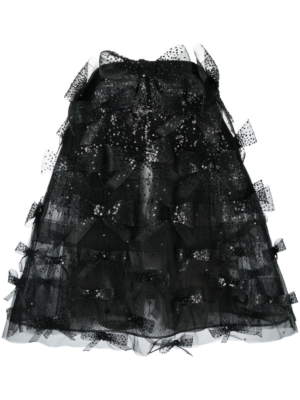 Oscar de la Renta 露肩薄纱迷你连衣裙 - 黑色