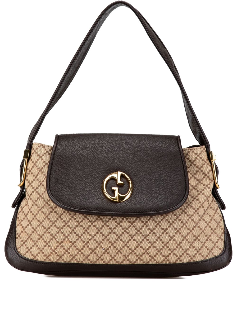 Gucci Pre-Owned Diamante 1973 系列帆布单肩包（2000-2015年典藏款） - 褐色