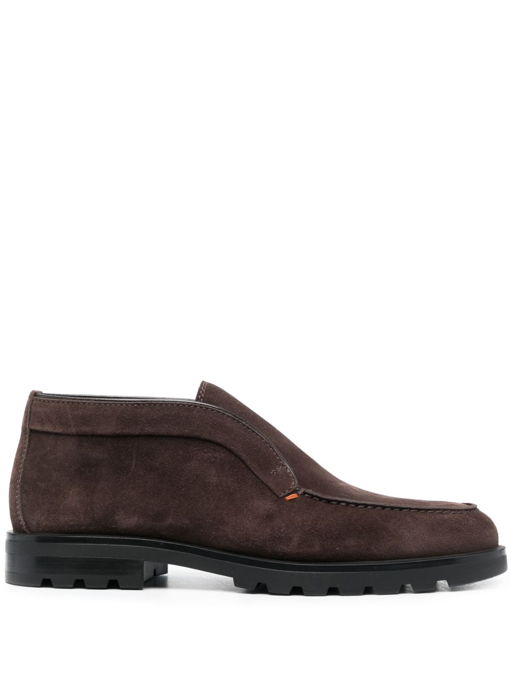 Santoni 绒面小牛皮杏仁形鞋头乐福鞋 - 褐色