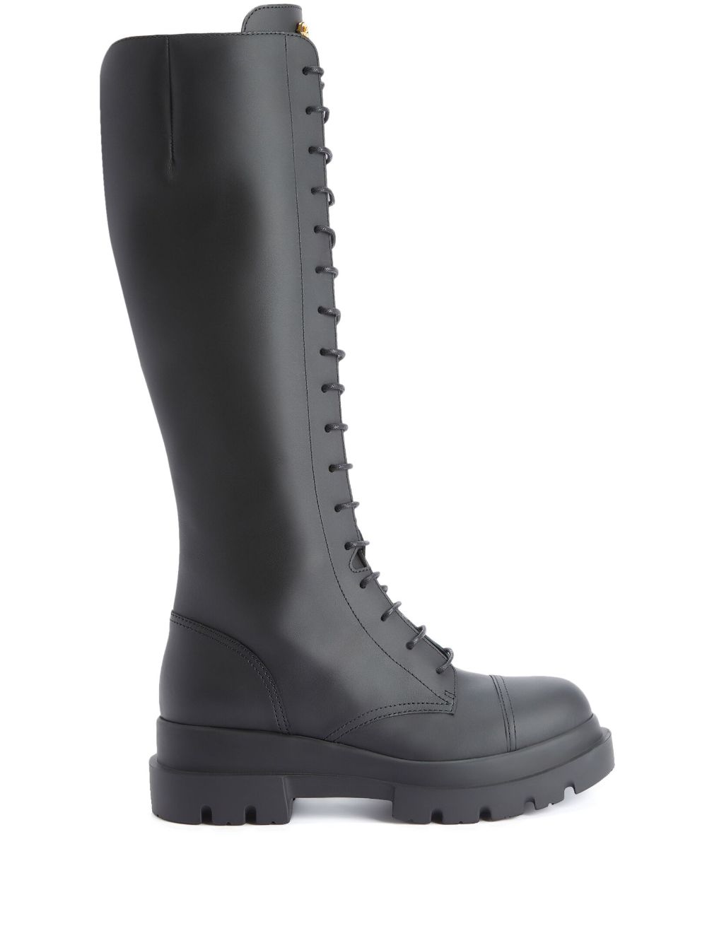 Giuseppe Zanotti Tankie logo标牌皮质长筒靴 - 黑色