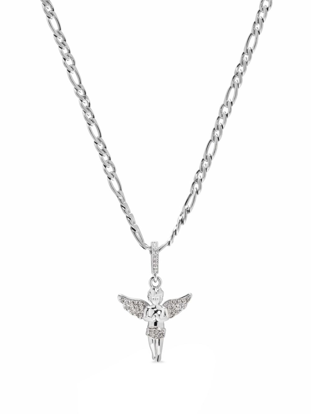 Nialaya Jewelry 天使吊饰链式项链 - 银色