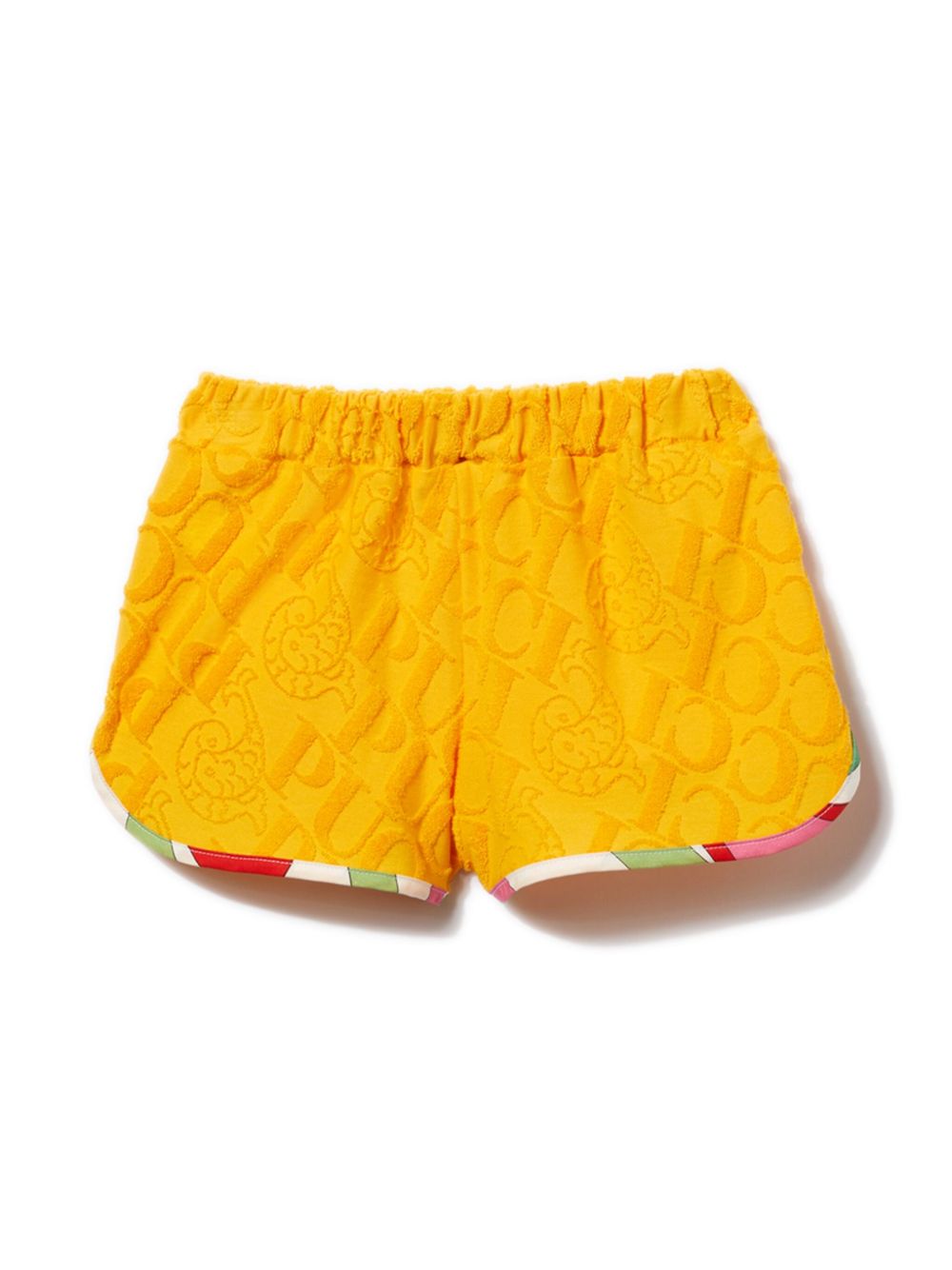 PUCCI Junior 仿羔皮呢logo对比边饰短裤 - 黄色