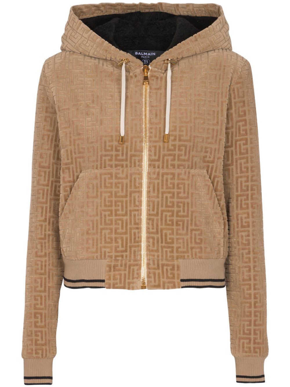 Balmain PB Labyrinth 天鹅绒连帽衫 - 中性色