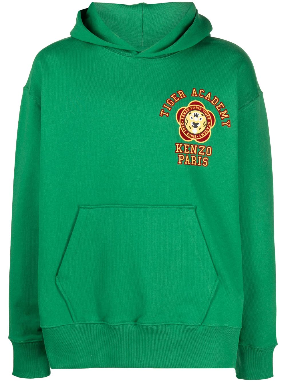 Kenzo logo印花棉连帽衫 - 绿色